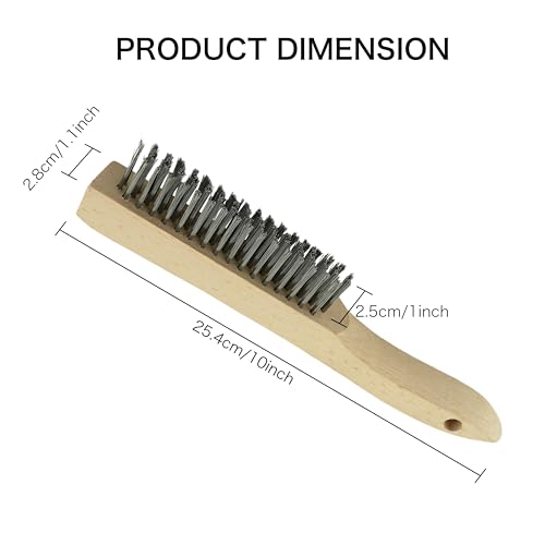 Wire Brush Heavy Duty Stainless Steel Wire Brushes with 10" Long Beech Handle
