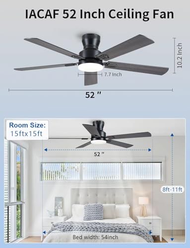 52 inch Low Profile Ceiling Fan with Light and Remote