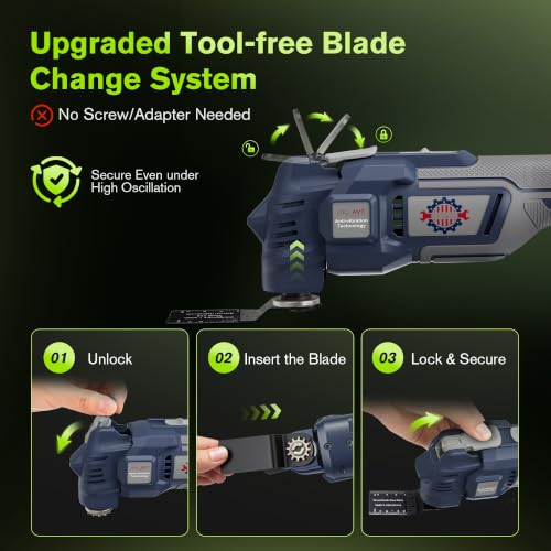 Oscillating Multi Tool Kit with LED Light and Quick Blade Change