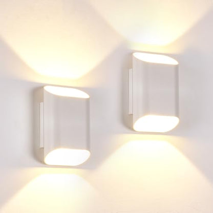 White Up & Down Indoor Outdoor LED Wall Sconce (White / 2 pack)