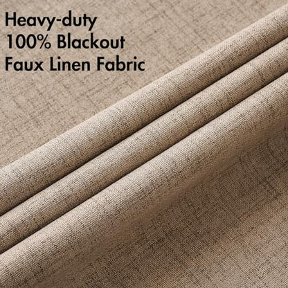 Extra Wide 100% Blackout Linen Curtains 100x90 Copper Brown (Copper Brown / 100"W x 90"L (Pack of 1))