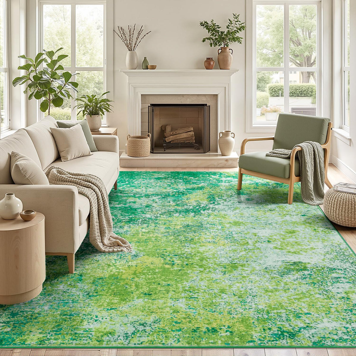 8x10 Green Area Rug for Living Room (Green / 8' x 10' (Rectangular))