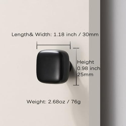 6 Pack Gold Cabinet Knobs 1.18" Brushed Gold Drawer Knobs Zinc Alloy Single Hole Square Pulls for Dresser 30mm Round Cupboard Handles for Kitchen Wardrobe Bathroom Hardware