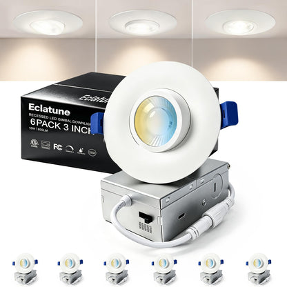 3 Inch LED Eyeball Gimbal Recessed Shower Light (6P-White / 3 Inch)