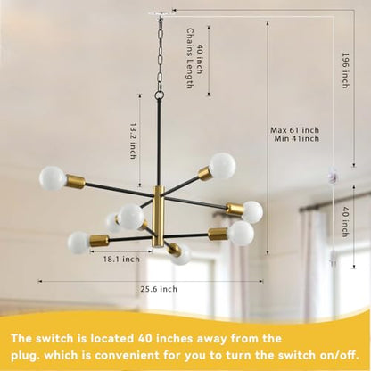 8 Light Plug in Chandelier