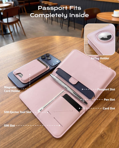 Passport Holder with AirTag (Pink)