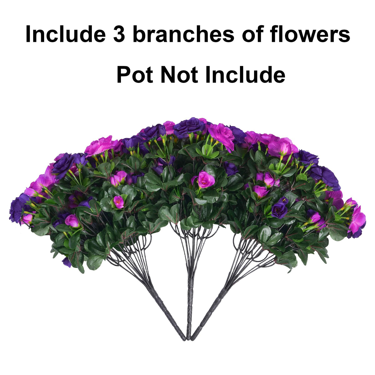Artificial Faux Outdoor Flowers Plants for Spring Summer Decoration (Purple+fuchsia)