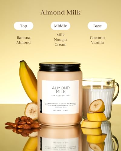 Almond Milk Scented Candle Cozy Night Relaxation Non Toxic 19.4Oz (Large Jar / Almond Milk)