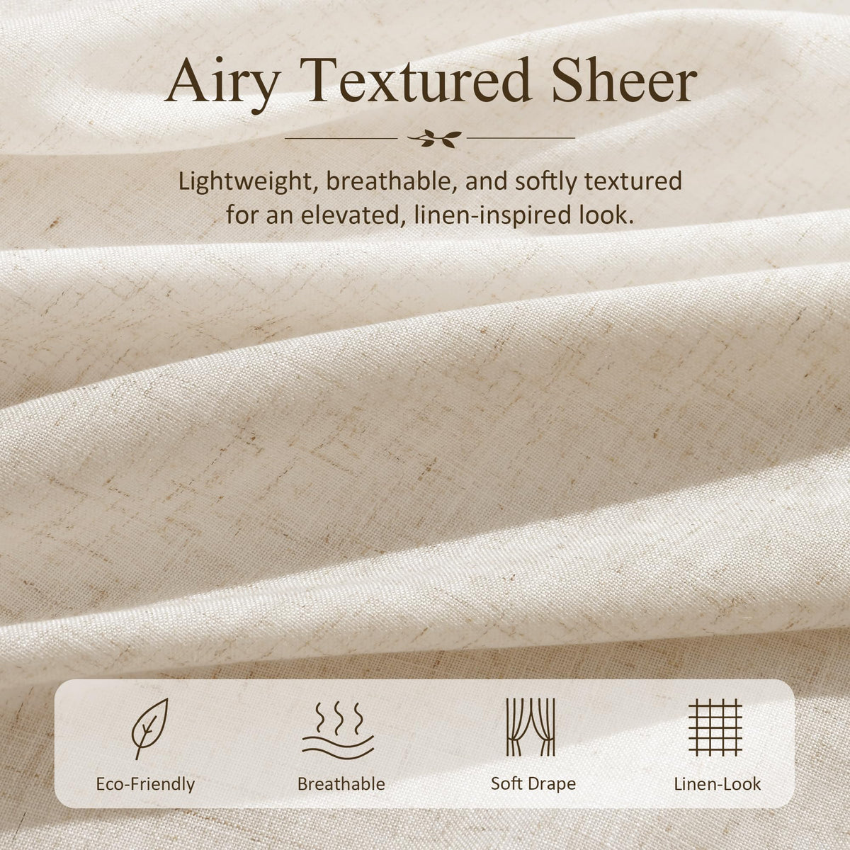Cream Linen Curtains 105 Inches Long 2 Panels Drapes for Living Room (Linen / 50"W x 105"L (Pack of 2))
