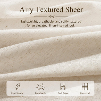 Cream Linen Curtains 105 Inches Long 2 Panels Drapes for Living Room (Linen / 50"W x 105"L (Pack of 2))