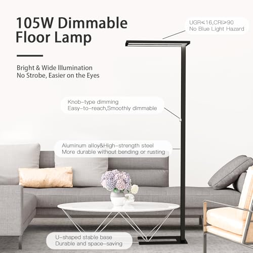 76" Led Floor Lamp (Black)