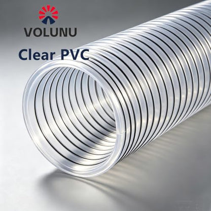 4" x 16' Clear Black PVC Dust Collection Hose Steel Wire Reinforced