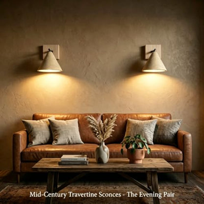 Yellow Natural Travertine Wall Sconce Vintage Farmhouse Bedside Lamp