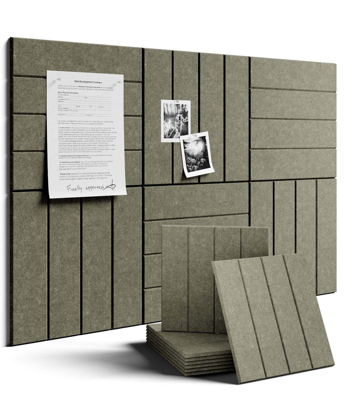 Felt Bulletin Board & Cork Board Alternative 36'' x 24'' (Christmas Brown-1 / Bold-stripe 6-pack)