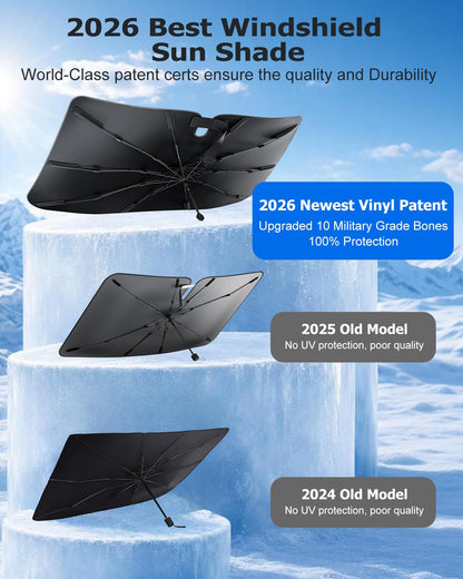 2026 Upgraded] Weektic Windshield Sun Shade Umbrella for Expedition