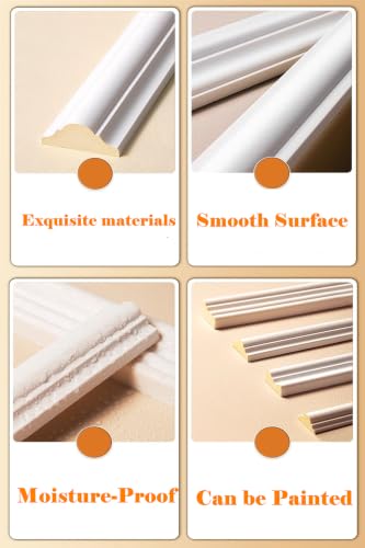 Pre Cut Wall Molding Set 3 pcs Accent Peel and Stick WallMolding Kit 3D Premade Accent Molding Wainscoting Panel Peel and Stick Wall Molding Kit White Frame Premade Moulding Panel