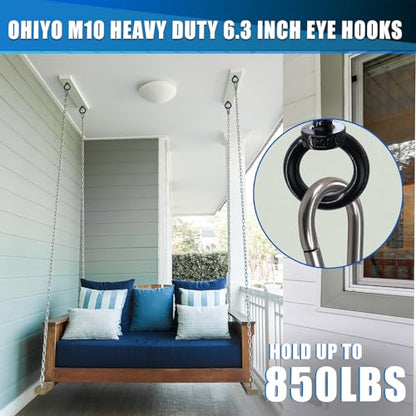 6.3 Inch Heavy Duty Eye Hooks M10 Self Tapping Eyelet Screws for Hammock Stand