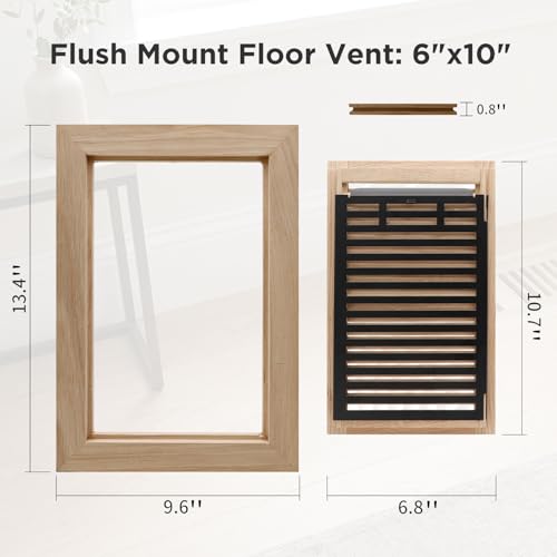 6x10 Inch Oak Floor Register (6x10 / White-1pcs)