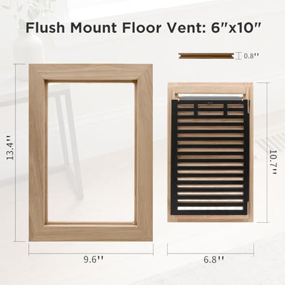6x10 Inch Oak Floor Register (6x10 / White-1pcs)