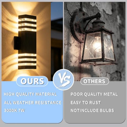 Square Outdoor Wall Lights Pack 3 Layer