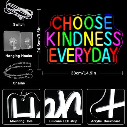 Choose Kindness Everyday Neon Sign for Wall Decor