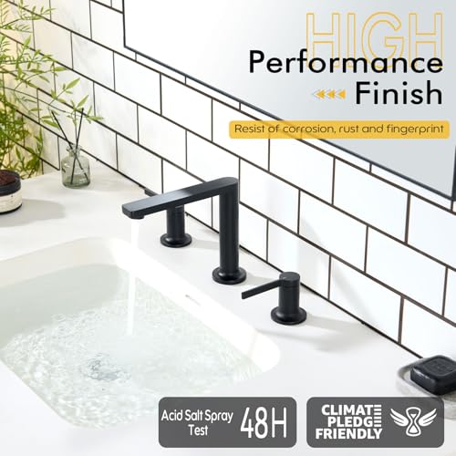 Bathroom Faucets for 3 Hole Vanity Sink (Matte Black / 1.2 GPM)