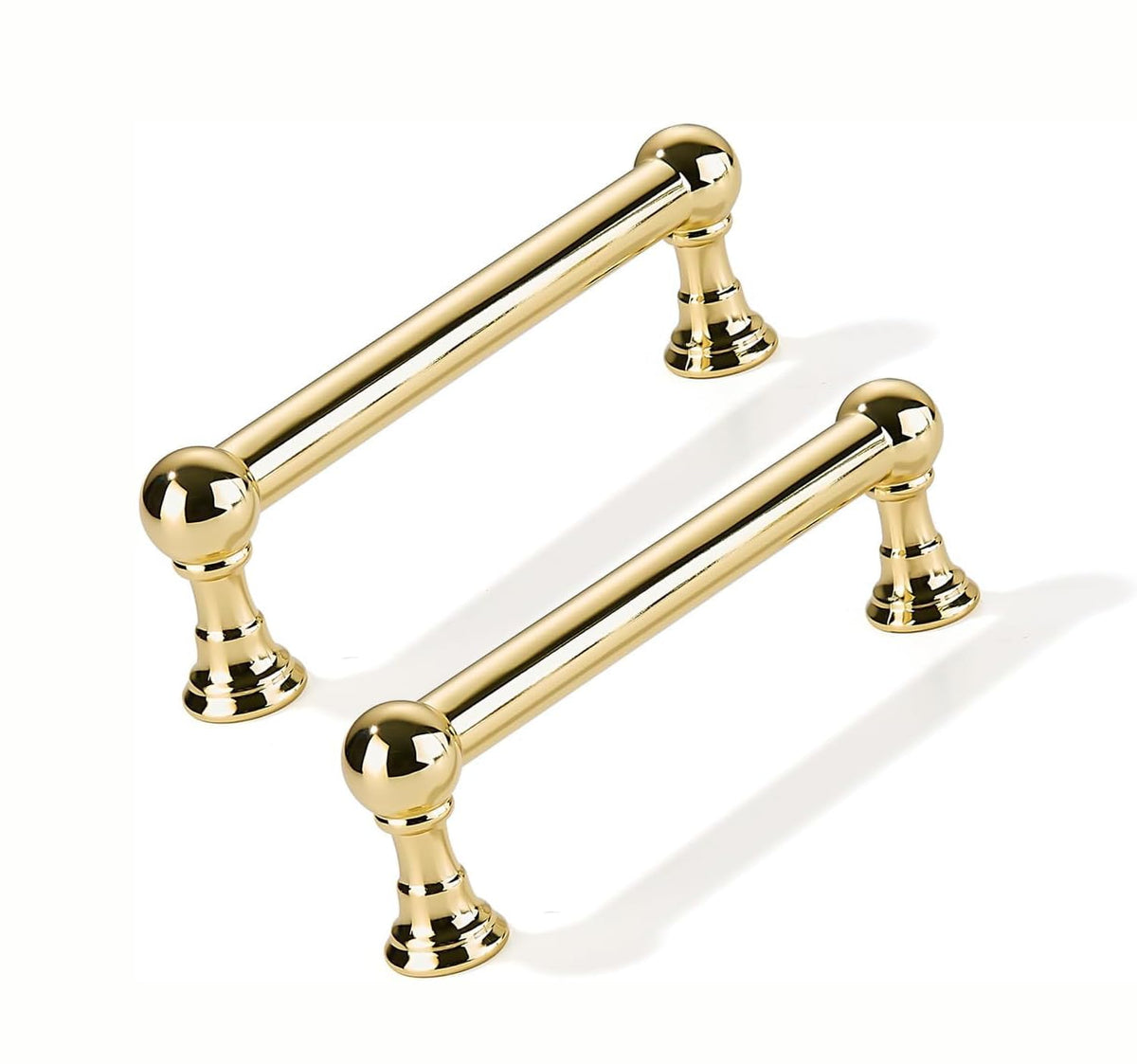 5 Pack 4 inch Solid Handles Real Unlacquered Brass Cabinet Pulls (Unlacquered Brass / 4 Inch)