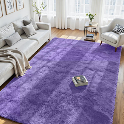 8x10 Fluffy Area Rug for Living Room (Purple / 8' x 10' (Rectangular))