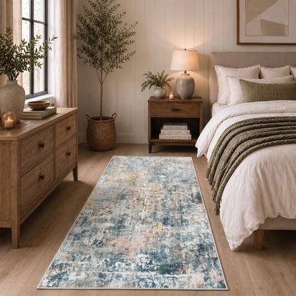 Washable Area Rug 3x6 (Abstract-blue Orange / 3' x 6' (Rectangular))