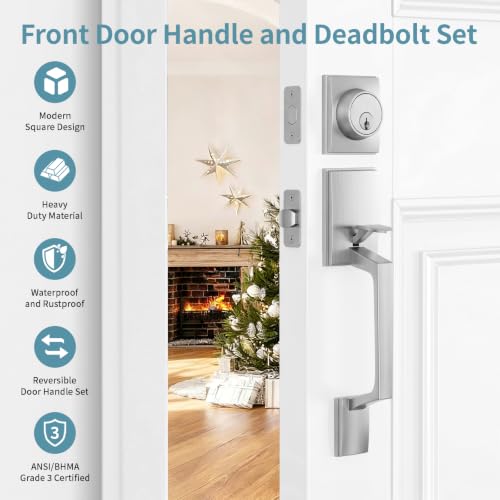 Front Door Lock Handle and Deadbolt Set