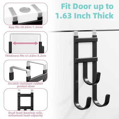 4 Pack Over the (Black / Short hooks-4 Packs Fit 1 1/2" Interior Door)