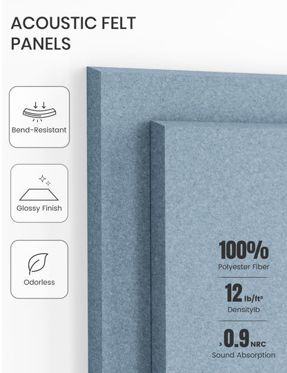 Felt Bulletin Board & Cork Board Alternative 36'' x 24'' (Dusty Blue-1 / Solid tile 12-pack)