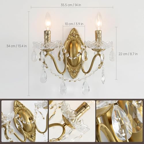 Gold Sconces Wall Decor Set of 2