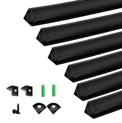 V Shape LED Strip Channel Aluminum Profile 3.28ft with Diffuser 6Pack