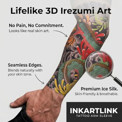2 Pcs Japanese Traditional Tattoo Arm Sleeves (Dragon 2)