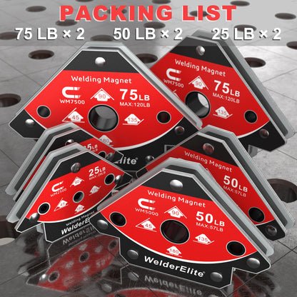 Welding Magnets 6 (25, 50, 75 Lb - Set of 2)