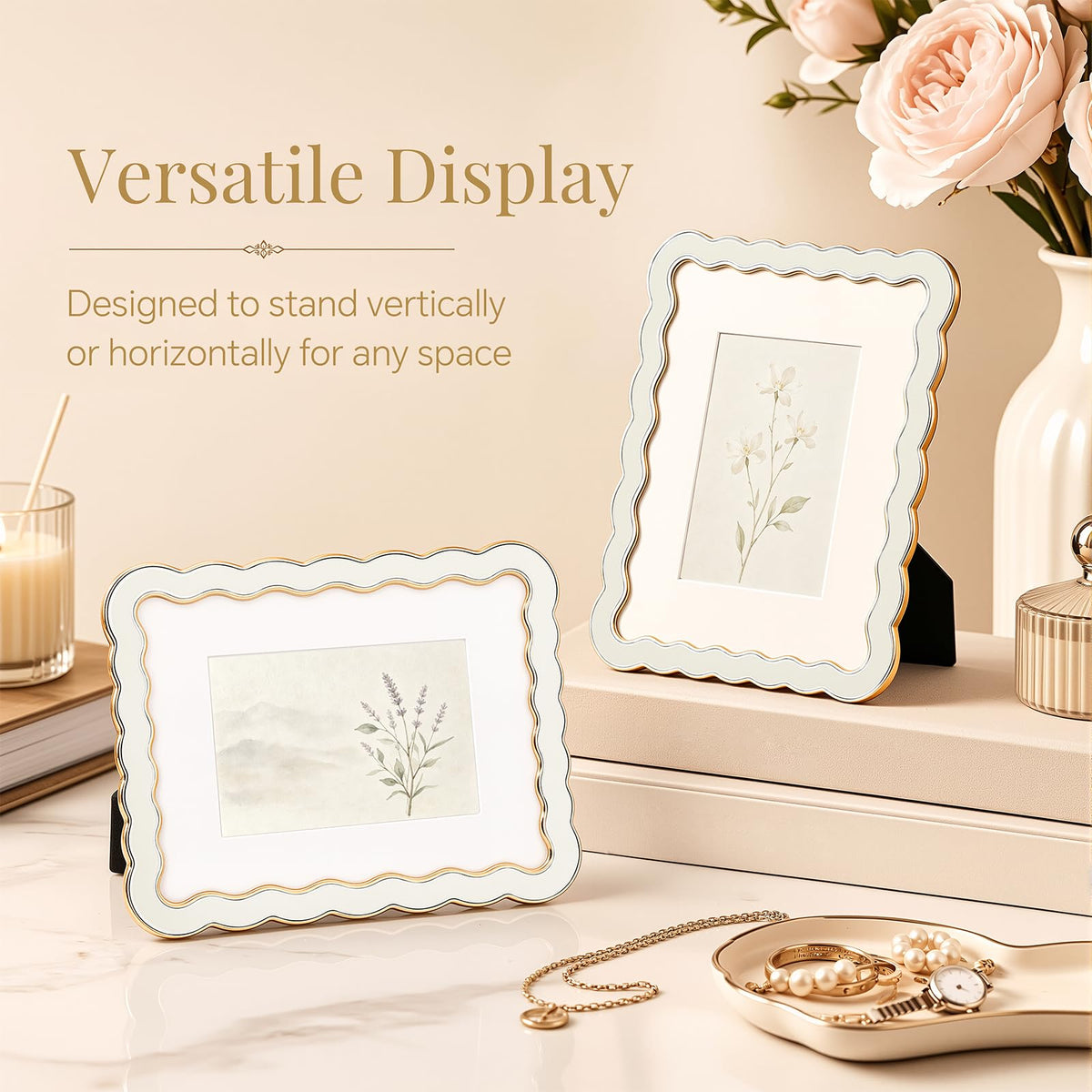 8x10 Scalloped Wavy Metal Picture Frame (Cloud Ivory / 8x10)