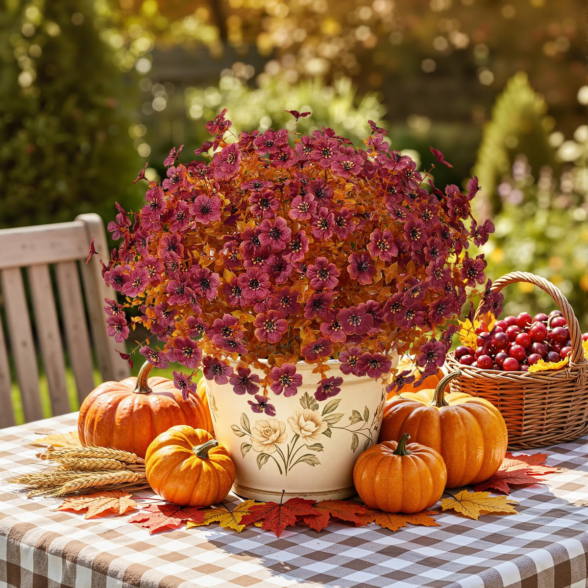 24 Bundles Artificial Fall Flowers (Brown)