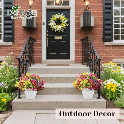 12 Bundles Artificial Flowers for Outdoors Fake Flowers Plants Spring Summer Decoration UV Resistant for Outside Home Porch Patio Garden Decor