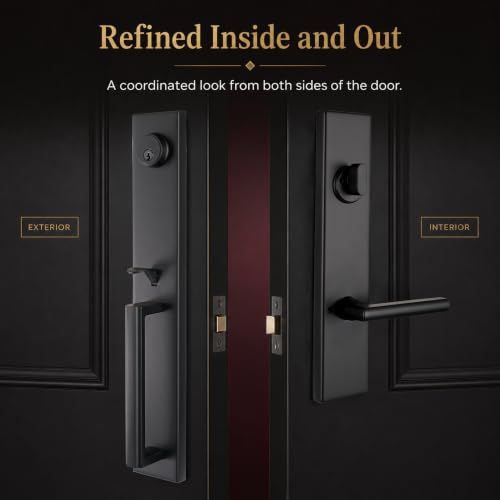 Matte Black Front Door Handle Set with Deadbolt