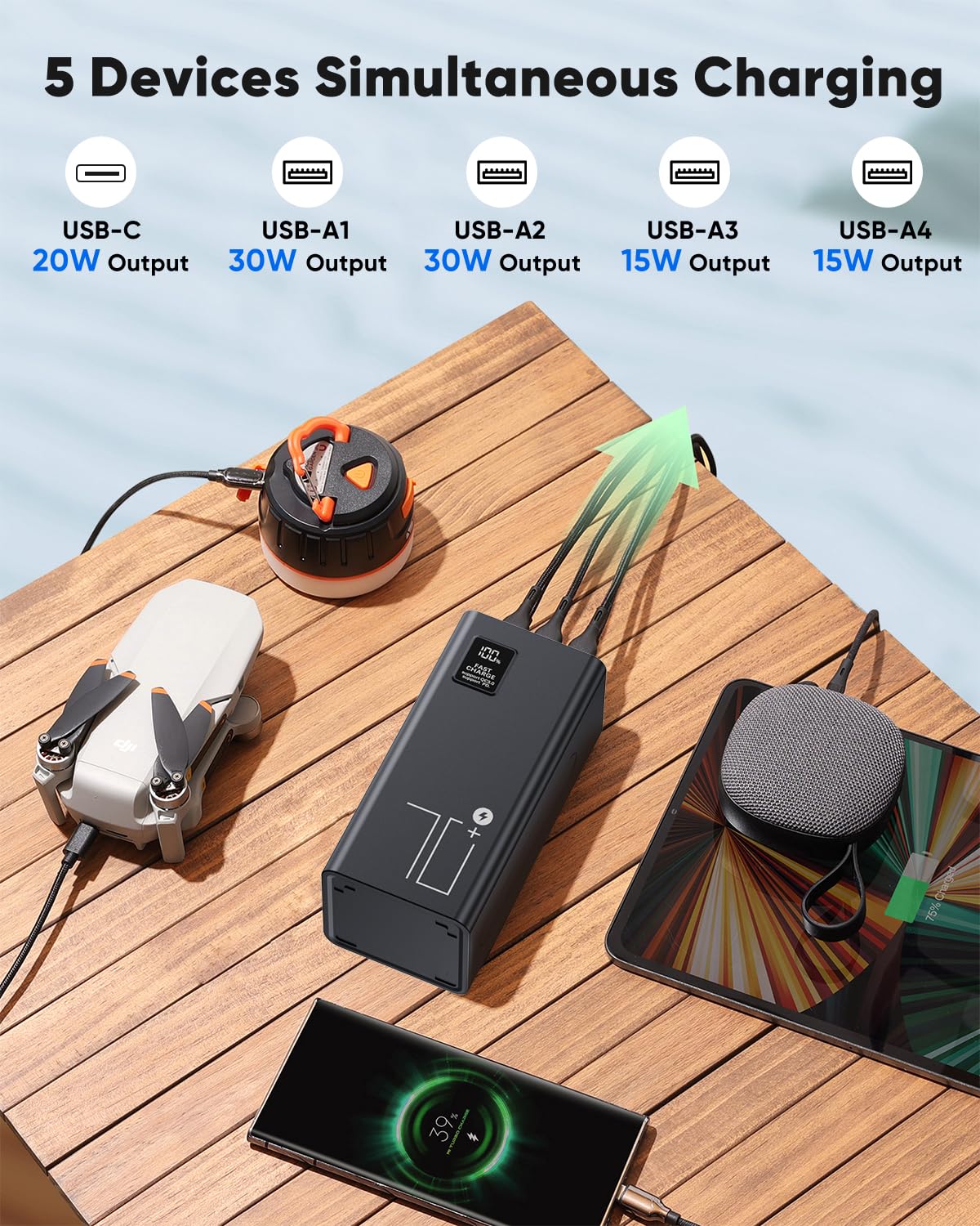 Portable Charger 70000mAh Power Bank Fast Charging (Black)