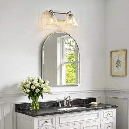 Modern Bathroom Light Fixture Over Mirror with Clear Glass Shade Vanity Light Fixture for Bath Bedroom Makeup Area