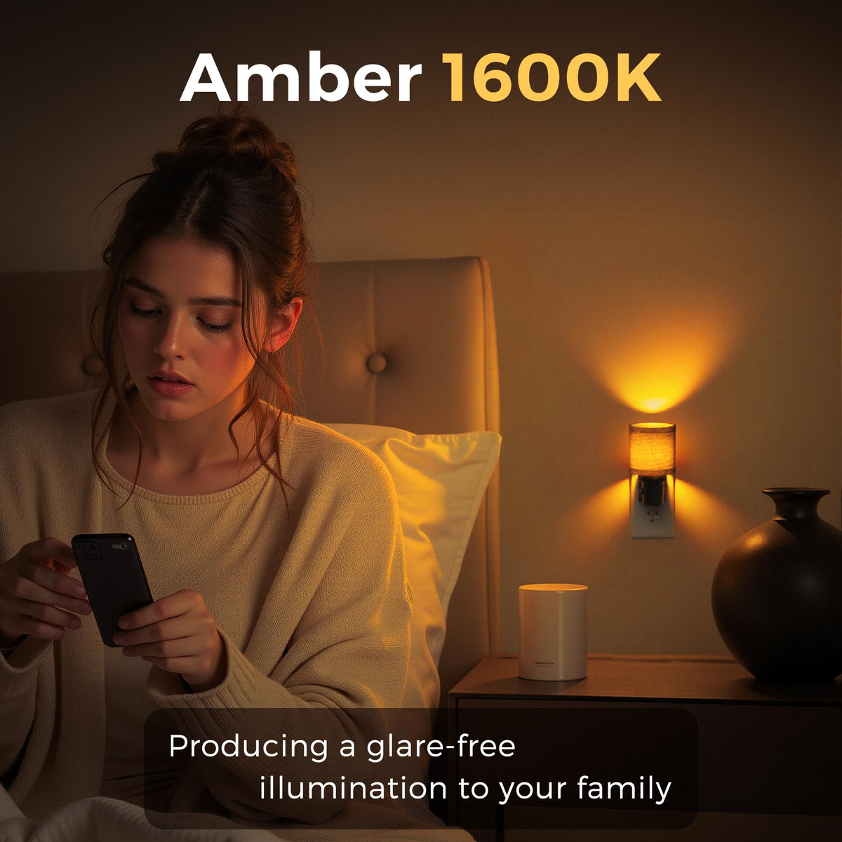 Night Lights Plug into Wall (Cylinder-Amber / 2 Pack)