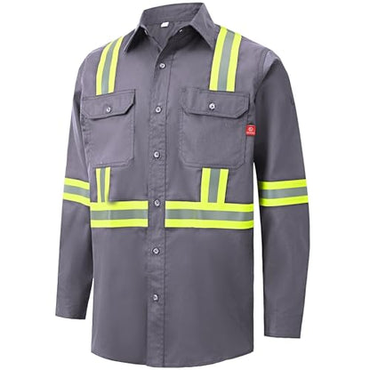 Hi Vis FR Shirt for Men 6.5oz Flame Resistant Welding Shirts
