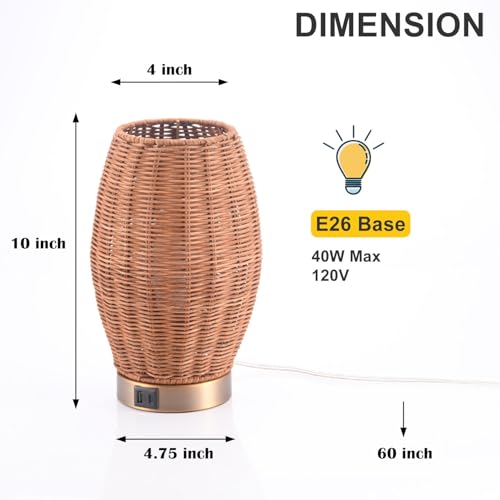 Boho Style Rattan Table Lamp