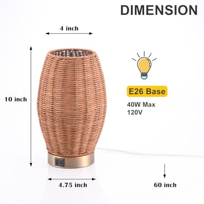Boho Style Rattan Table Lamp