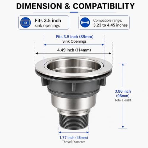 Pop Up Kitchen Sink Drain with Strainer