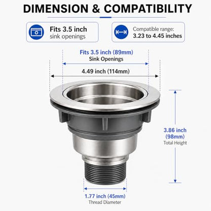 Pop Up Kitchen Sink Drain with Strainer
