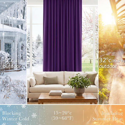 Purple Blackout Curtains for Bedroom 2 Panels Set (Purple / 52"W x 96"L (Pack of 2))
