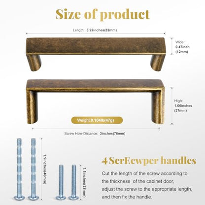 10 Pack Cabinet Pulls Brass Drawer Handles for Kitchen Cabinets